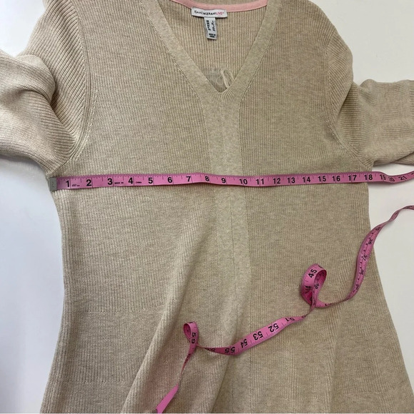 NEW Isaac Mizrahi Live Sweater Women Size Large Tan Short Sleeve Vneck Knit NWOT - Picture 7 of 9